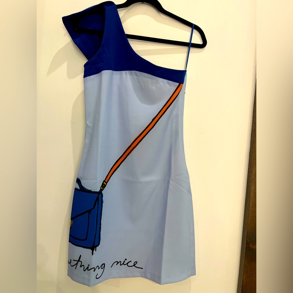 NWOT Desigual Dress One Shoulder Size 36 Color Blue
